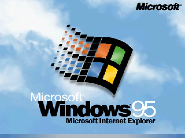 The start screen of the Microsoft Windows 95 operating system, which took the world by storm in 1995.