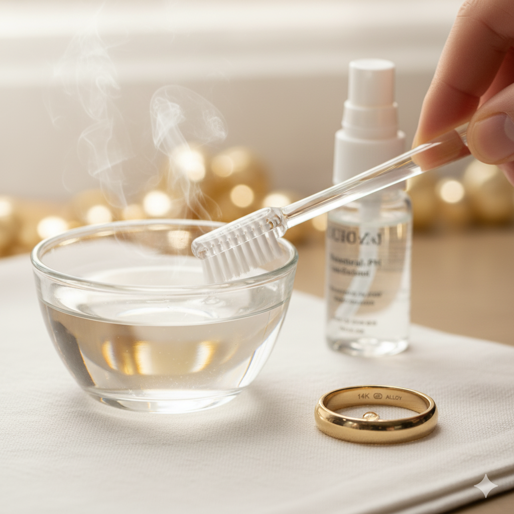 부드러운 칫솔과 중성세제를 이용한 금반지 세척 방법