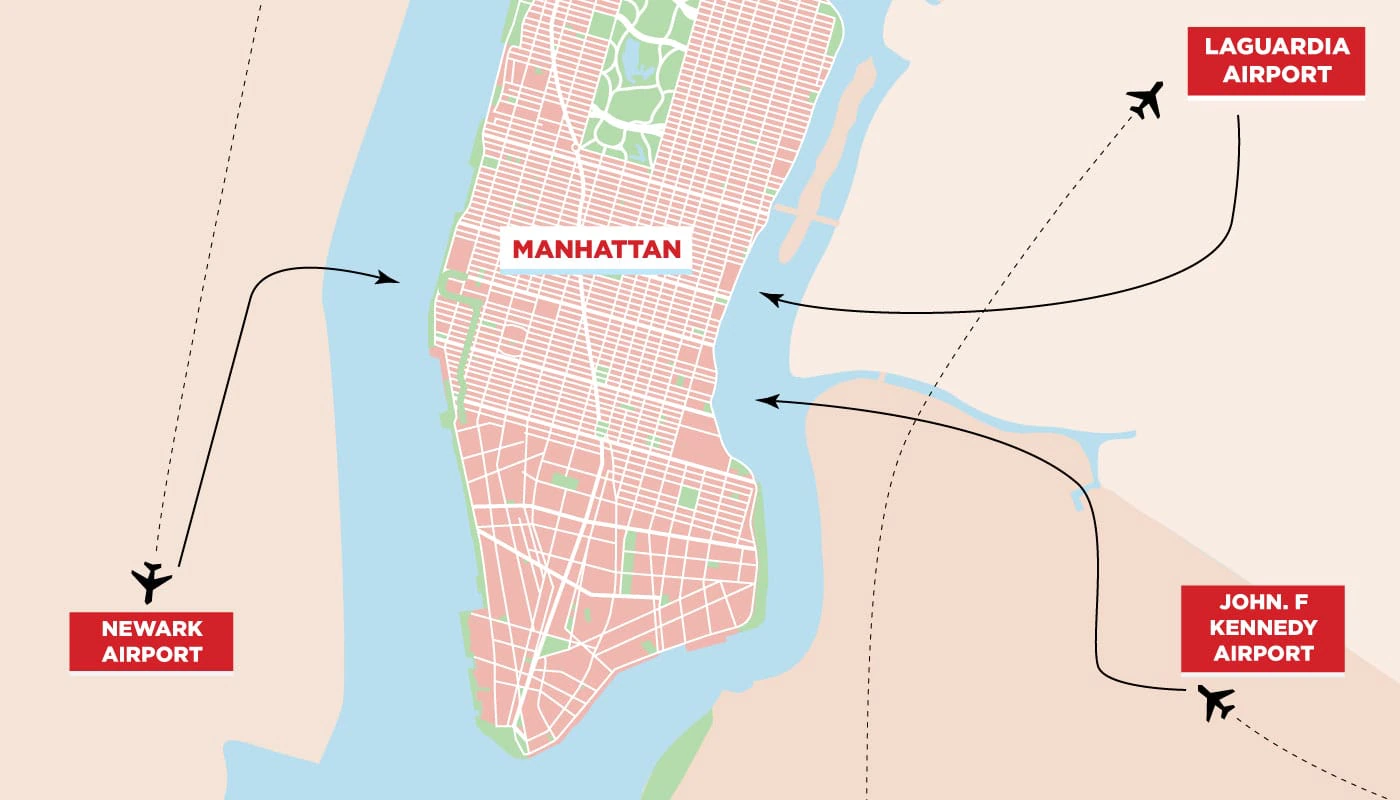 뉴어크 공항에서 맨해튼까지의 거리