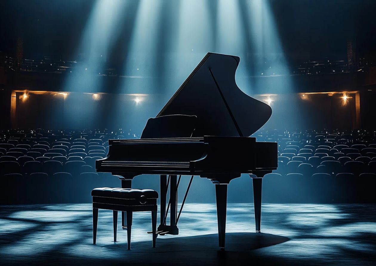 연주회 장 위의 피아노